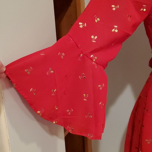 Triple F Red with Gold Cherries Shorts Romper - Picture 5 of 11